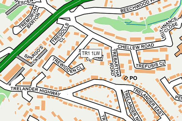 TR1 1LW map - OS OpenMap – Local (Ordnance Survey)