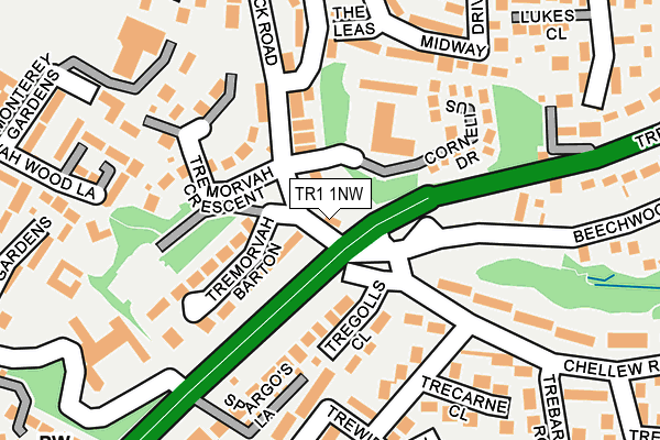 TR1 1NW map - OS OpenMap – Local (Ordnance Survey)