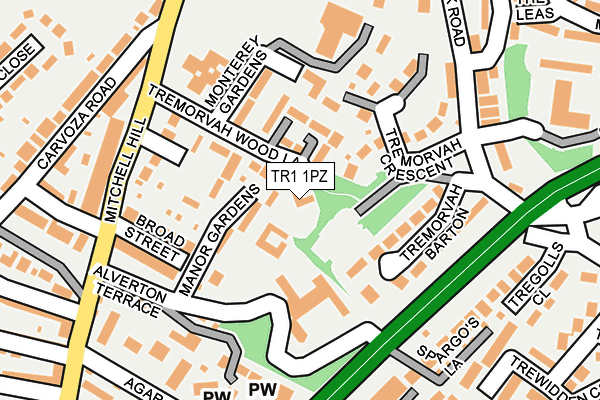 TR1 1PZ map - OS OpenMap – Local (Ordnance Survey)
