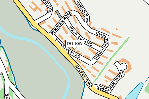 TR1 1QW map - OS OpenMap – Local (Ordnance Survey)