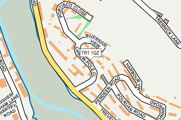 TR1 1QZ map - OS OpenMap – Local (Ordnance Survey)