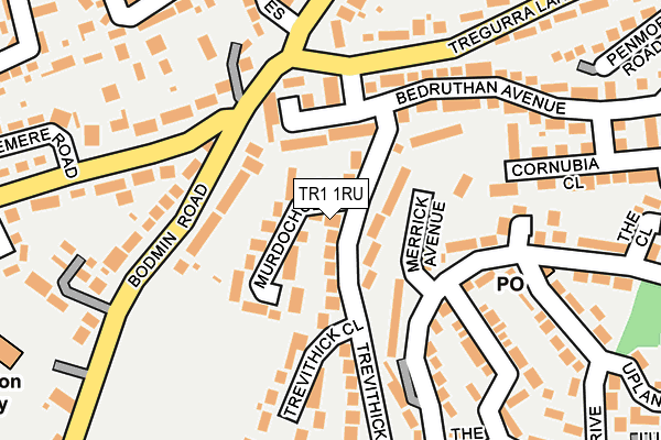 TR1 1RU map - OS OpenMap – Local (Ordnance Survey)