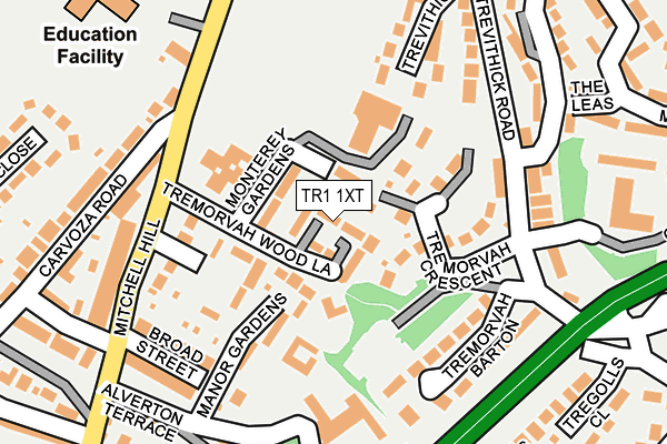 TR1 1XT map - OS OpenMap – Local (Ordnance Survey)