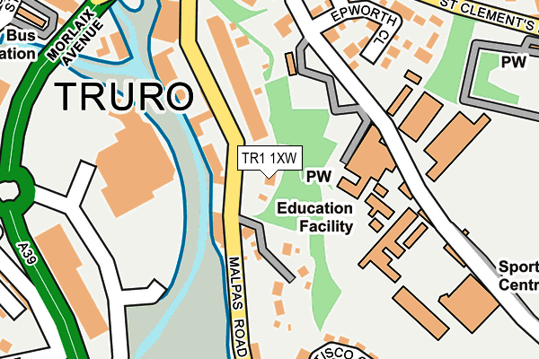 TR1 1XW map - OS OpenMap – Local (Ordnance Survey)