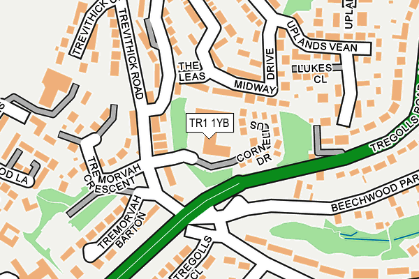 TR1 1YB map - OS OpenMap – Local (Ordnance Survey)