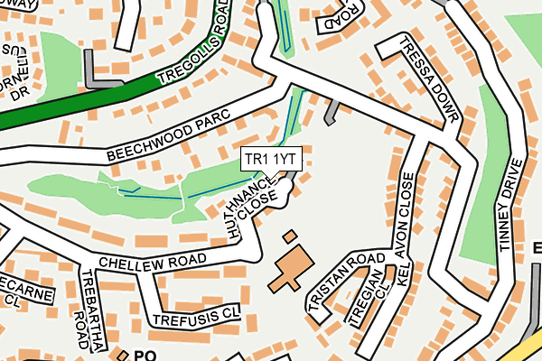 TR1 1YT map - OS OpenMap – Local (Ordnance Survey)
