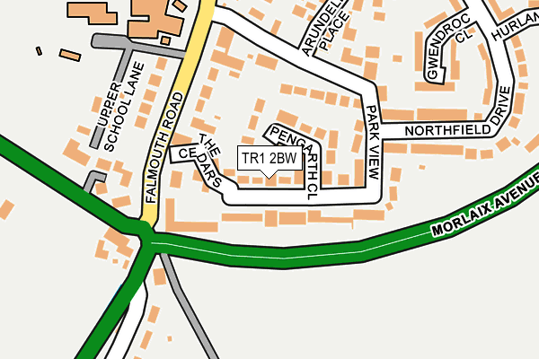 TR1 2BW map - OS OpenMap – Local (Ordnance Survey)