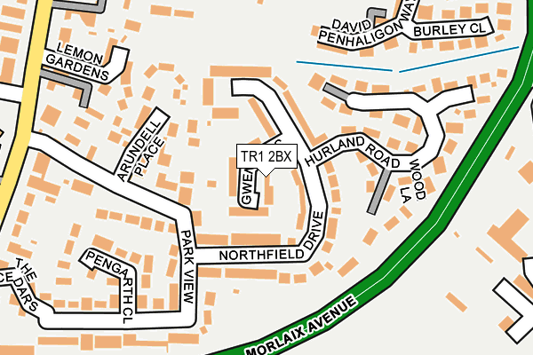 TR1 2BX map - OS OpenMap – Local (Ordnance Survey)