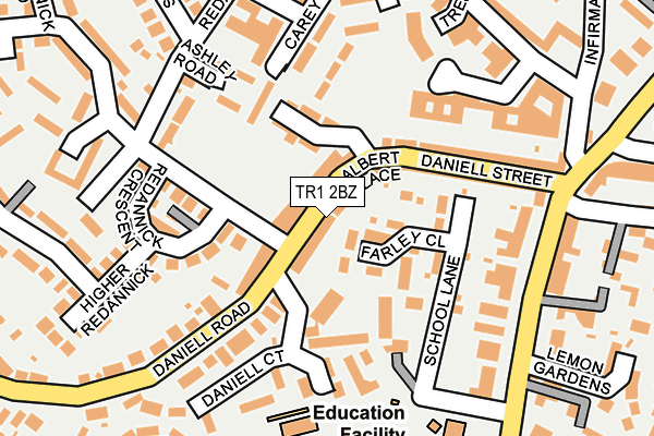 TR1 2BZ map - OS OpenMap – Local (Ordnance Survey)
