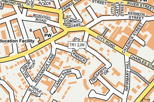 TR1 2JW map - OS OpenMap – Local (Ordnance Survey)