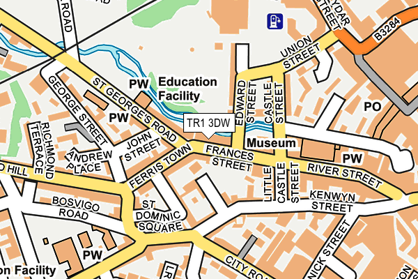 TR1 3DW map - OS OpenMap – Local (Ordnance Survey)