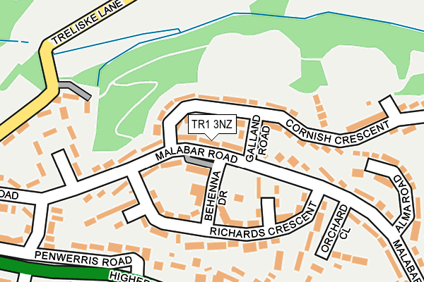 TR1 3NZ map - OS OpenMap – Local (Ordnance Survey)