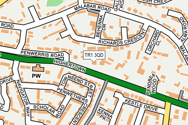 TR1 3QD map - OS OpenMap – Local (Ordnance Survey)