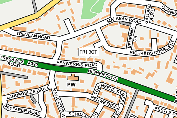TR1 3QT map - OS OpenMap – Local (Ordnance Survey)