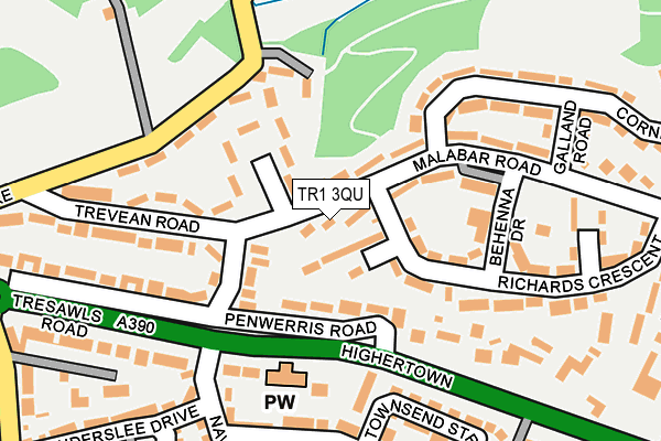 TR1 3QU map - OS OpenMap – Local (Ordnance Survey)