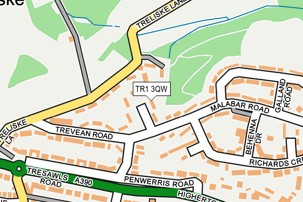 TR1 3QW map - OS OpenMap – Local (Ordnance Survey)