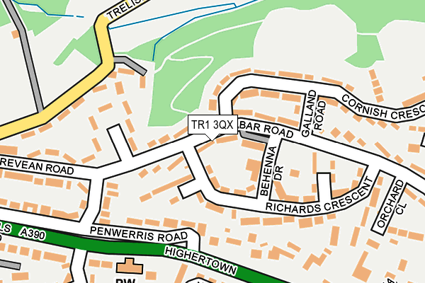 TR1 3QX map - OS OpenMap – Local (Ordnance Survey)