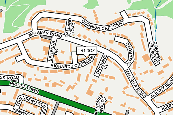 TR1 3QZ map - OS OpenMap – Local (Ordnance Survey)