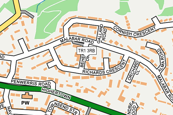 TR1 3RB map - OS OpenMap – Local (Ordnance Survey)