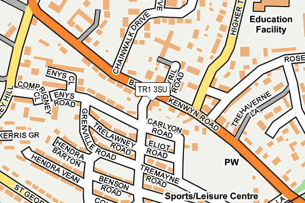 TR1 3SU map - OS OpenMap – Local (Ordnance Survey)