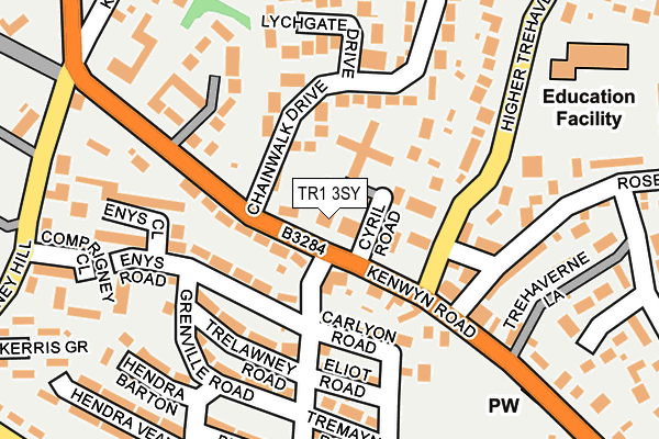 TR1 3SY map - OS OpenMap – Local (Ordnance Survey)
