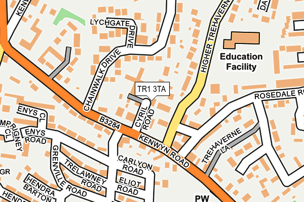 TR1 3TA map - OS OpenMap – Local (Ordnance Survey)