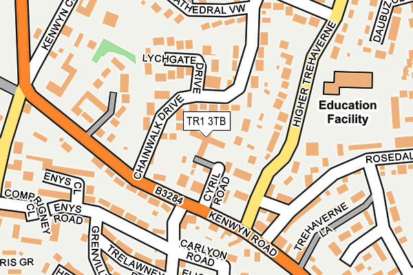 TR1 3TB map - OS OpenMap – Local (Ordnance Survey)