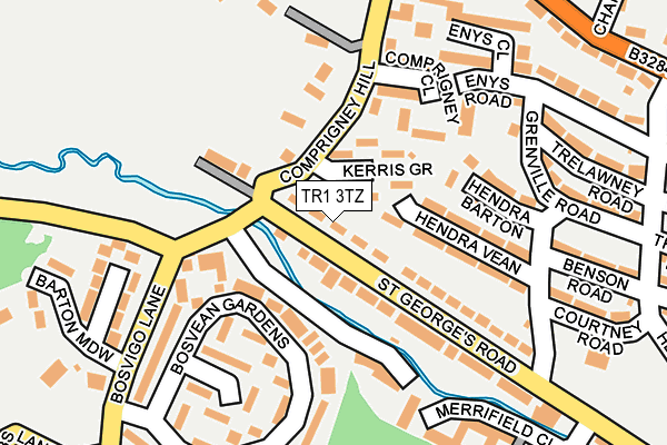 TR1 3TZ map - OS OpenMap – Local (Ordnance Survey)