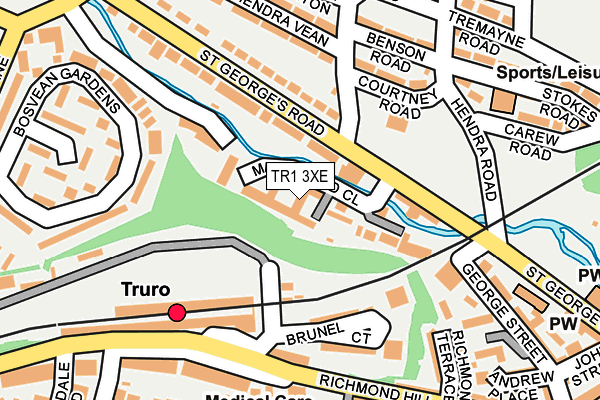 TR1 3XE map - OS OpenMap – Local (Ordnance Survey)