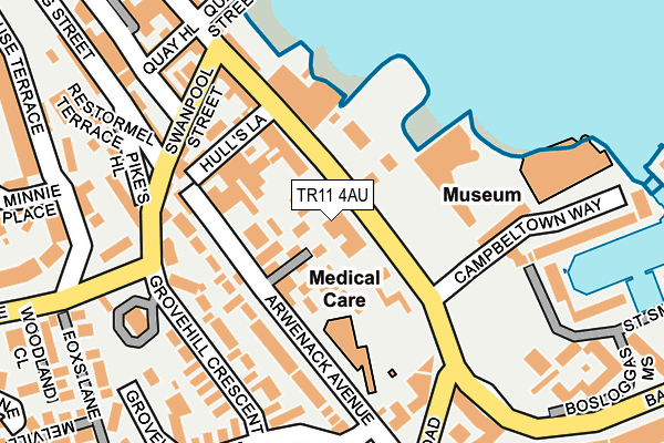 TR11 4AU map - OS OpenMap – Local (Ordnance Survey)