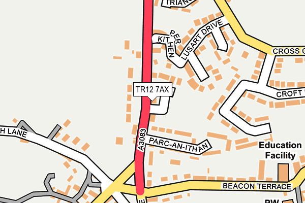 TR12 7AX map - OS OpenMap – Local (Ordnance Survey)