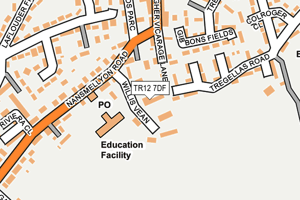 TR12 7DF map - OS OpenMap – Local (Ordnance Survey)