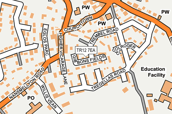 TR12 7EA map - OS OpenMap – Local (Ordnance Survey)