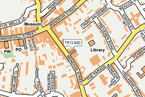 TR13 8AD map - OS OpenMap – Local (Ordnance Survey)