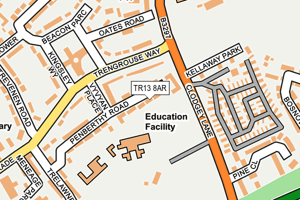 TR13 8AR map - OS OpenMap – Local (Ordnance Survey)