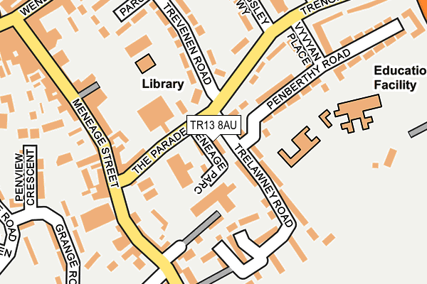 TR13 8AU map - OS OpenMap – Local (Ordnance Survey)