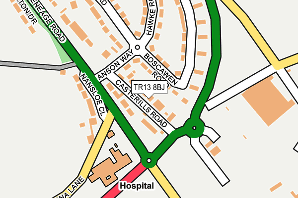 TR13 8BJ map - OS OpenMap – Local (Ordnance Survey)