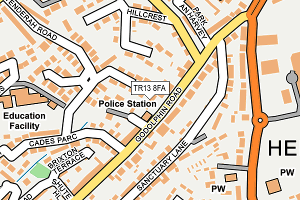 TR13 8FA map - OS OpenMap – Local (Ordnance Survey)