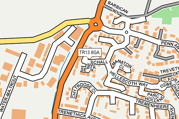 TR13 8GA map - OS OpenMap – Local (Ordnance Survey)