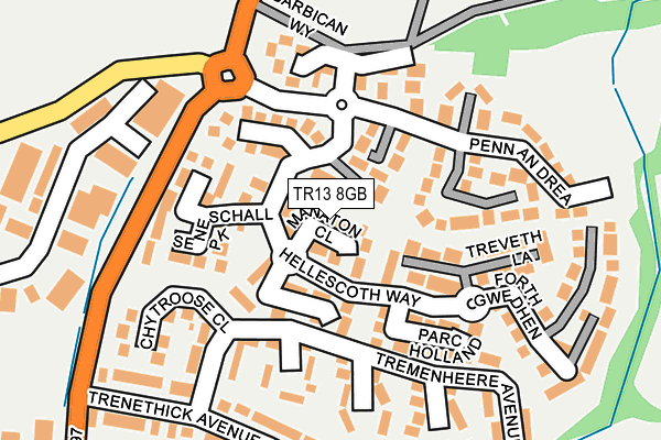 TR13 8GB map - OS OpenMap – Local (Ordnance Survey)