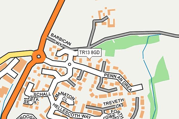 TR13 8GD map - OS OpenMap – Local (Ordnance Survey)