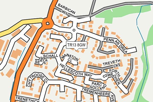 TR13 8GW map - OS OpenMap – Local (Ordnance Survey)