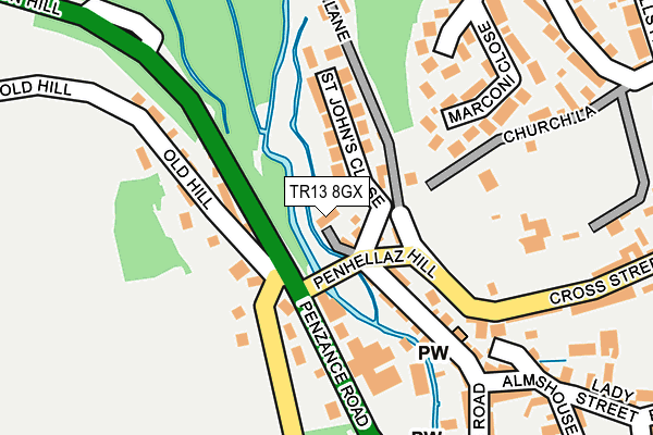 TR13 8GX map - OS OpenMap – Local (Ordnance Survey)