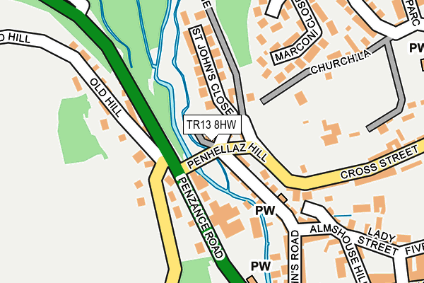 TR13 8HW map - OS OpenMap – Local (Ordnance Survey)