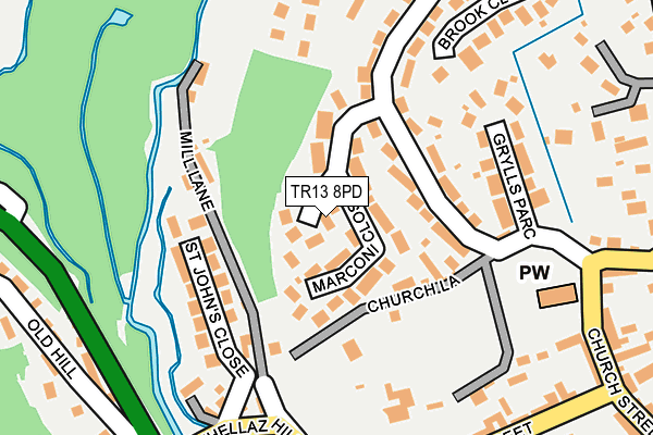 TR13 8PD map - OS OpenMap – Local (Ordnance Survey)