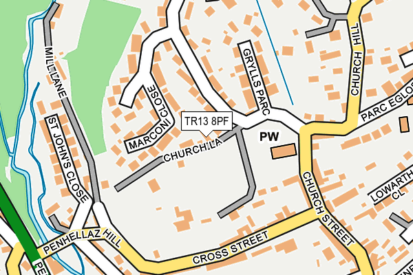 TR13 8PF map - OS OpenMap – Local (Ordnance Survey)