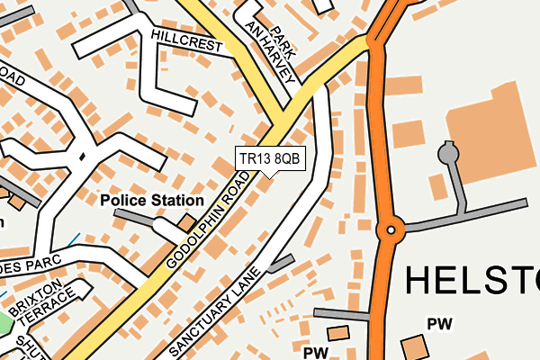 TR13 8QB map - OS OpenMap – Local (Ordnance Survey)