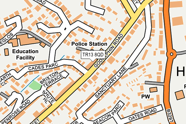 TR13 8QD map - OS OpenMap – Local (Ordnance Survey)