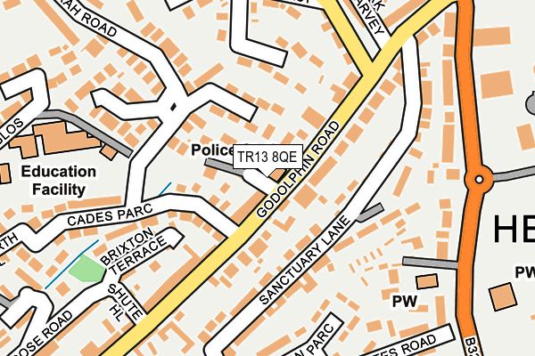 TR13 8QE map - OS OpenMap – Local (Ordnance Survey)