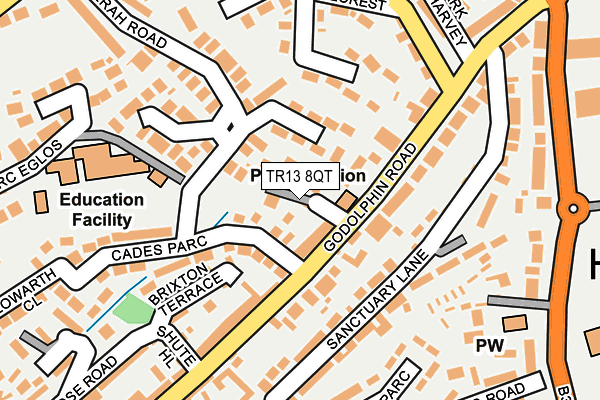 TR13 8QT map - OS OpenMap – Local (Ordnance Survey)